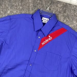 Sodexo Food Service Men’s Short Sleeve Button Front Shirt Royal Blue Size XL 657
